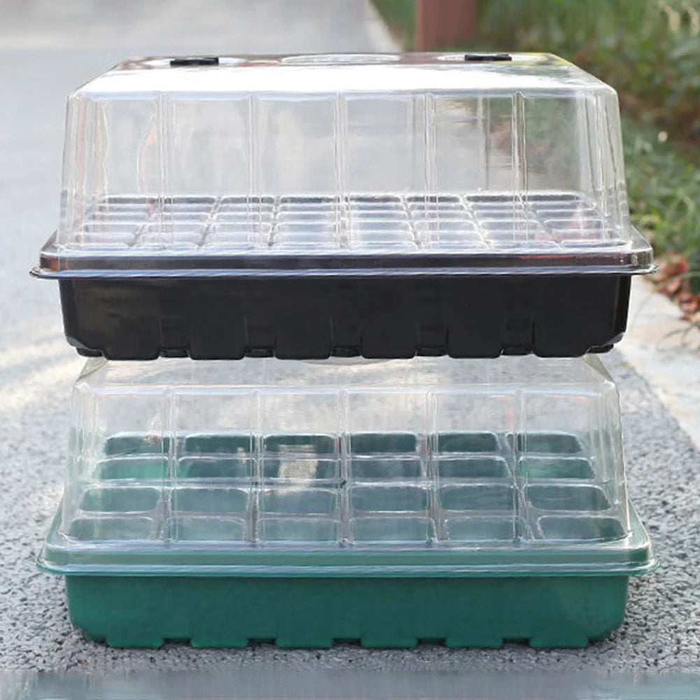 12/24/48 Holes Seed Starter Trays Gardening Seedling Pot Humidity Dome Plant Pot Garden Accessories Hydroponics Growing System