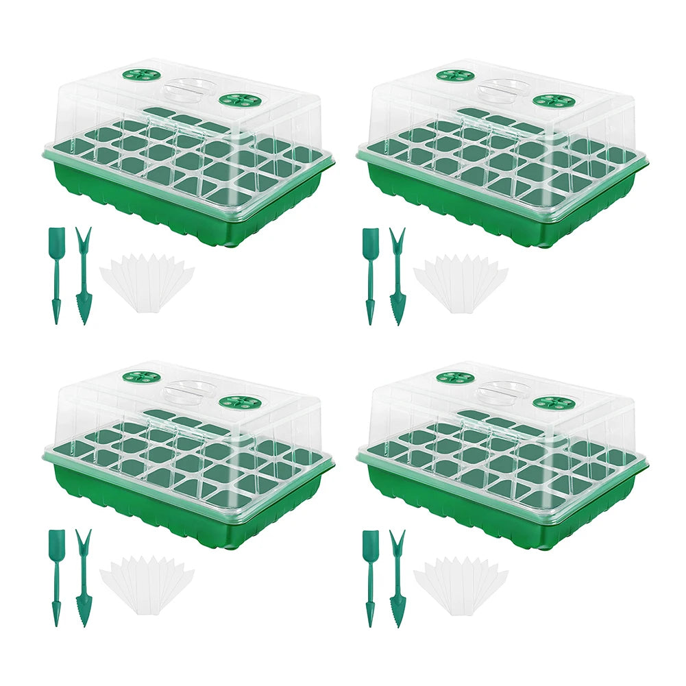 12/24/48 Holes Seed Starter Trays Gardening Seedling Pot Humidity Dome Plant Pot Garden Accessories Hydroponics Growing System