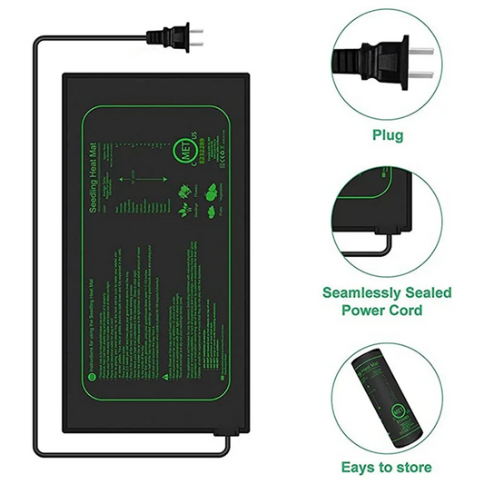 LICE-2 Piece Seedling Heat Mat For Seed Starting, As Shown PVC 21W Waterproof Heating Pad For Indoor Tray Plants US Plug