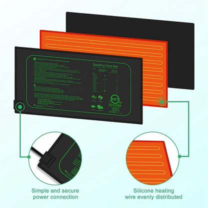 LICE-2 Piece Seedling Heat Mat For Seed Starting, As Shown PVC 21W Waterproof Heating Pad For Indoor Tray Plants US Plug