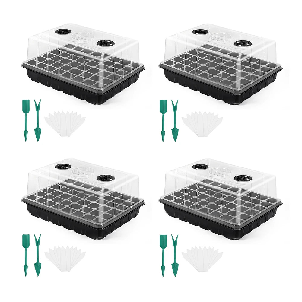12/24/48 Holes Seed Starter Trays Gardening Seedling Pot Humidity Dome Plant Pot Garden Accessories Hydroponics Growing System