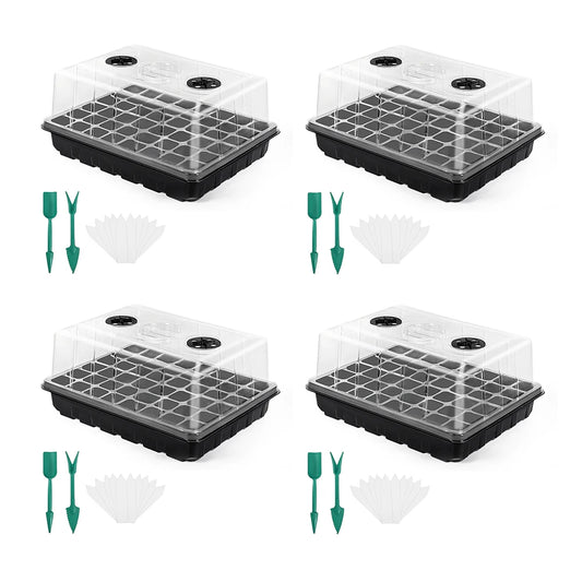 12/24/48 Holes Seed Starter Trays Gardening Seedling Pot Humidity Dome Plant Pot Garden Accessories Hydroponics Growing System