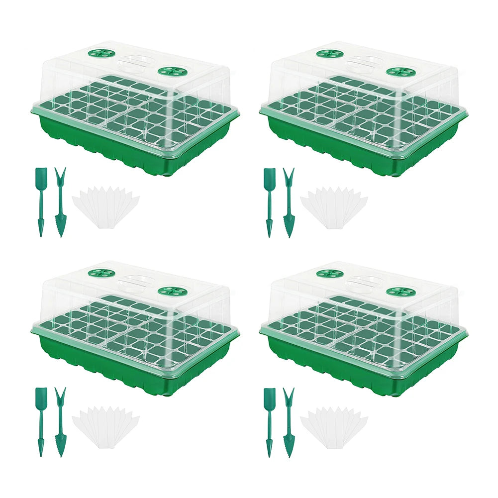 12/24/48 Holes Seed Starter Trays Gardening Seedling Pot Humidity Dome Plant Pot Garden Accessories Hydroponics Growing System