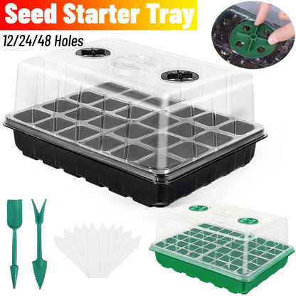12/24/48 Holes Seed Starter Trays Gardening Seedling Pot Humidity Dome Plant Pot Garden Accessories Hydroponics Growing System