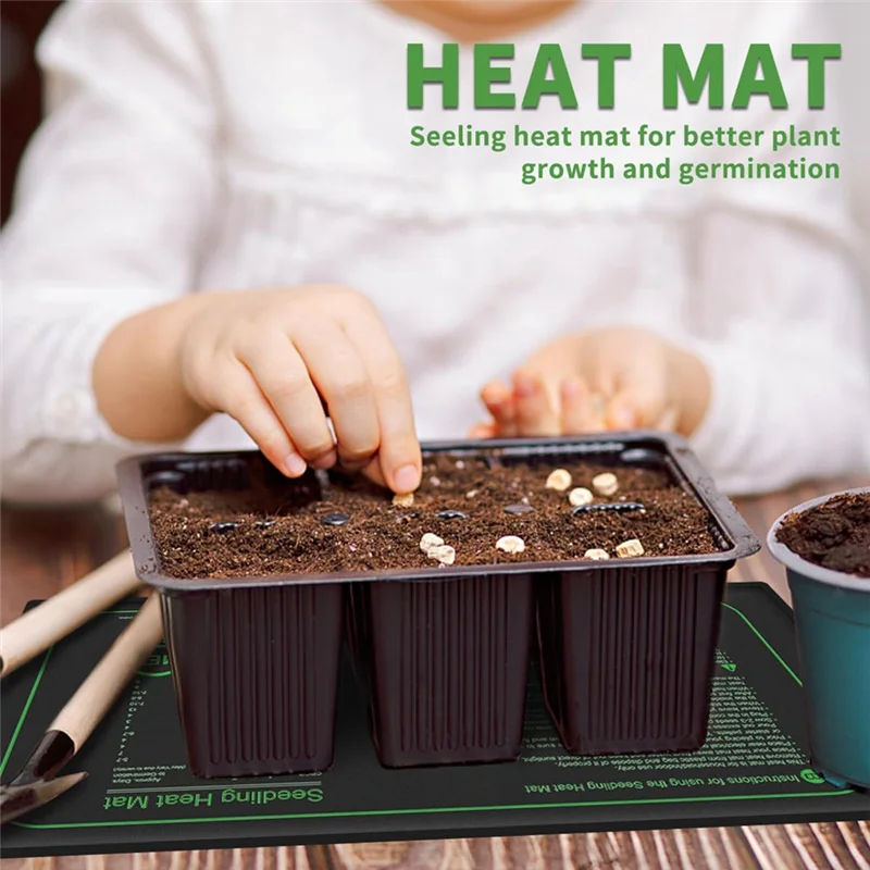 LICE-2 Piece Seedling Heat Mat For Seed Starting, As Shown PVC 21W Waterproof Heating Pad For Indoor Tray Plants US Plug