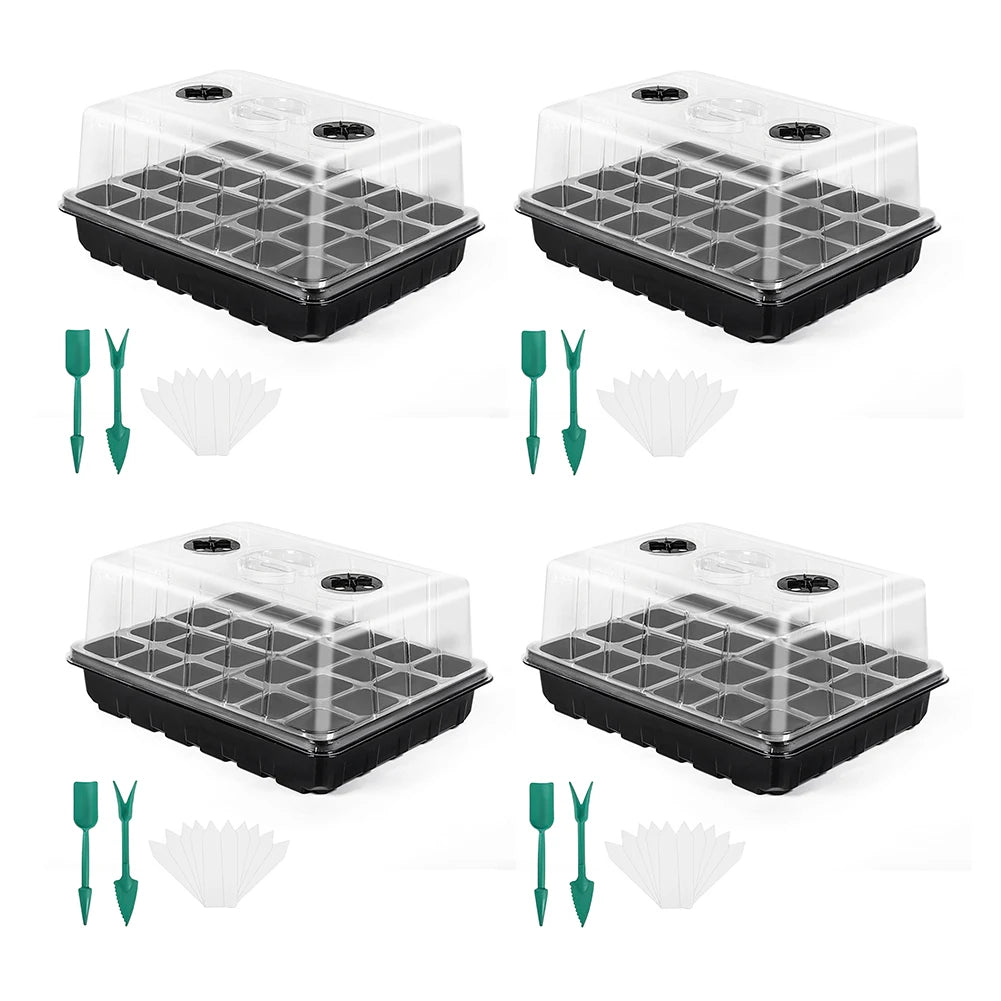 12/24/48 Holes Seed Starter Trays Gardening Seedling Pot Humidity Dome Plant Pot Garden Accessories Hydroponics Growing System