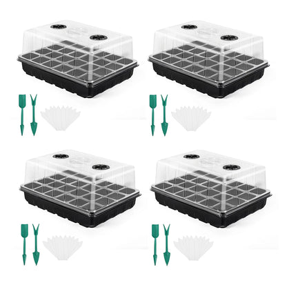12/24/48 Holes Seed Starter Trays Gardening Seedling Pot Humidity Dome Plant Pot Garden Accessories Hydroponics Growing System